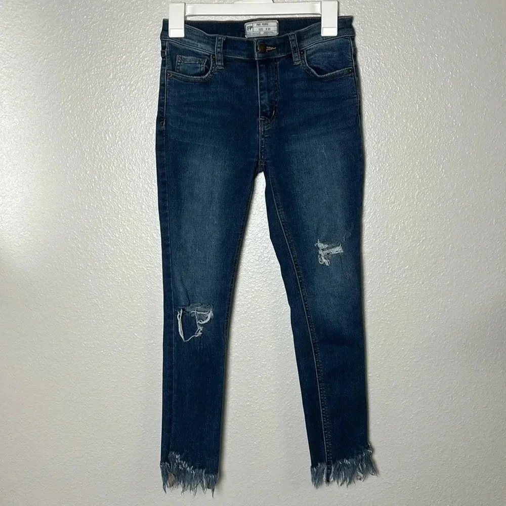 Free People Distressed Denim Skinny Jean